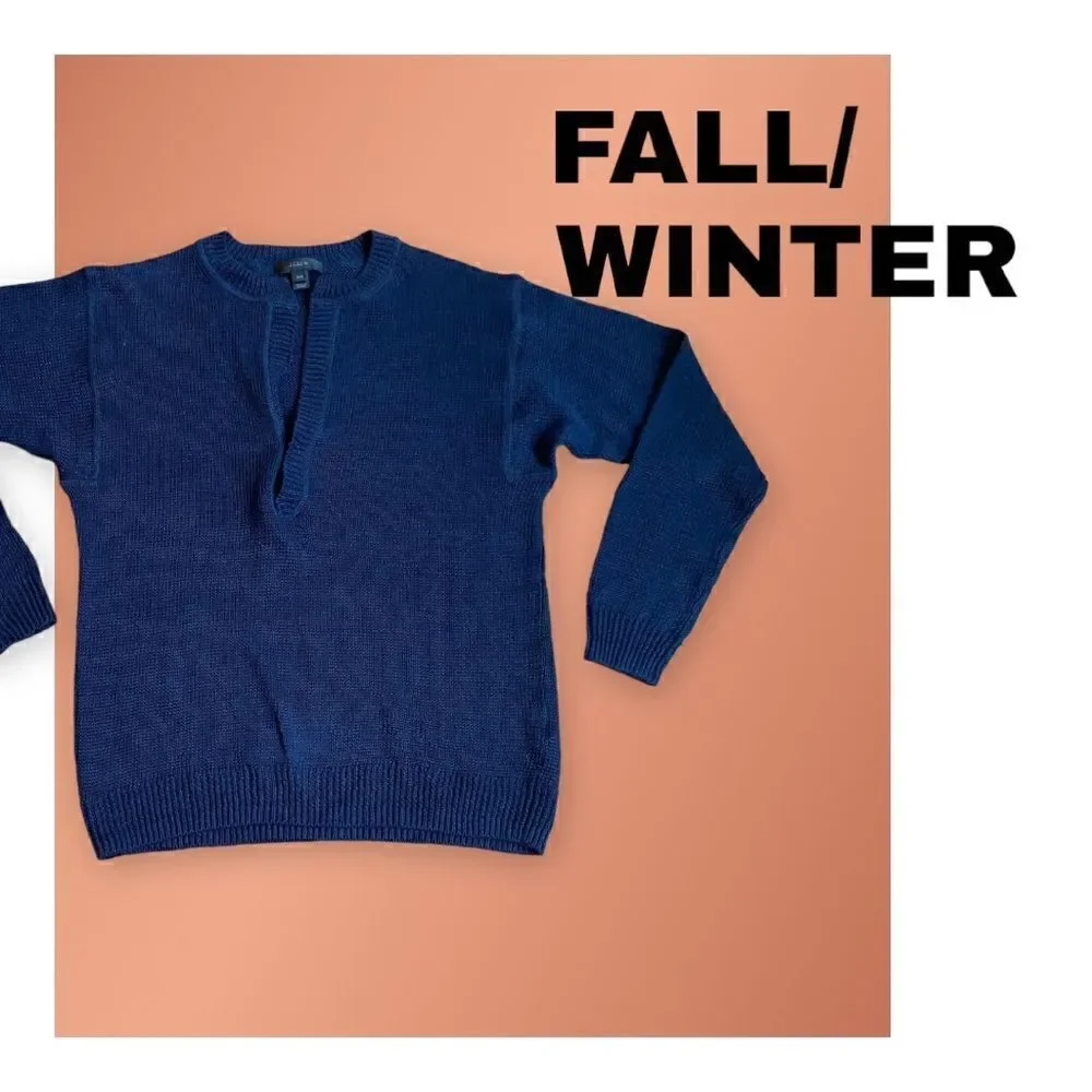 J. Crew XXS Linen Knit Sweater Navy Blue